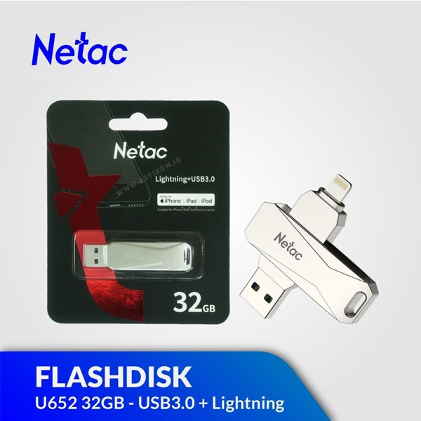 Netac Flashdisk U652 32GB USB 3.0 With Lightning Original