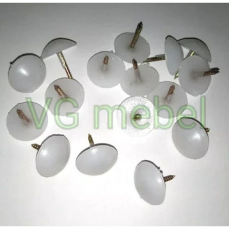 Paku rotan PUTIH isi 100 pcs / Paku ulir kaki kursi meja / Paku bakpao