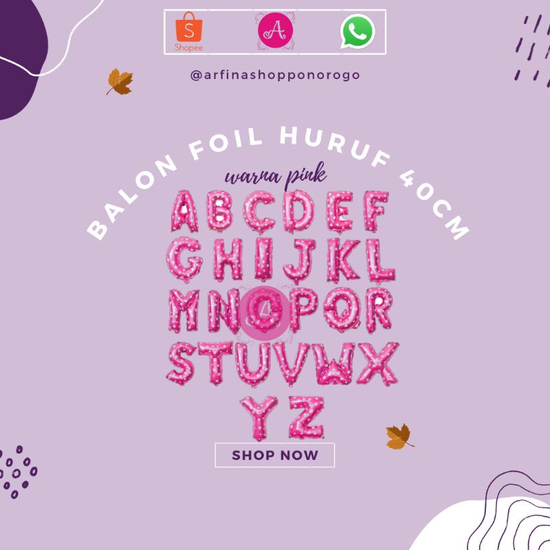 BALON FOIL HURUF WARNA PINK