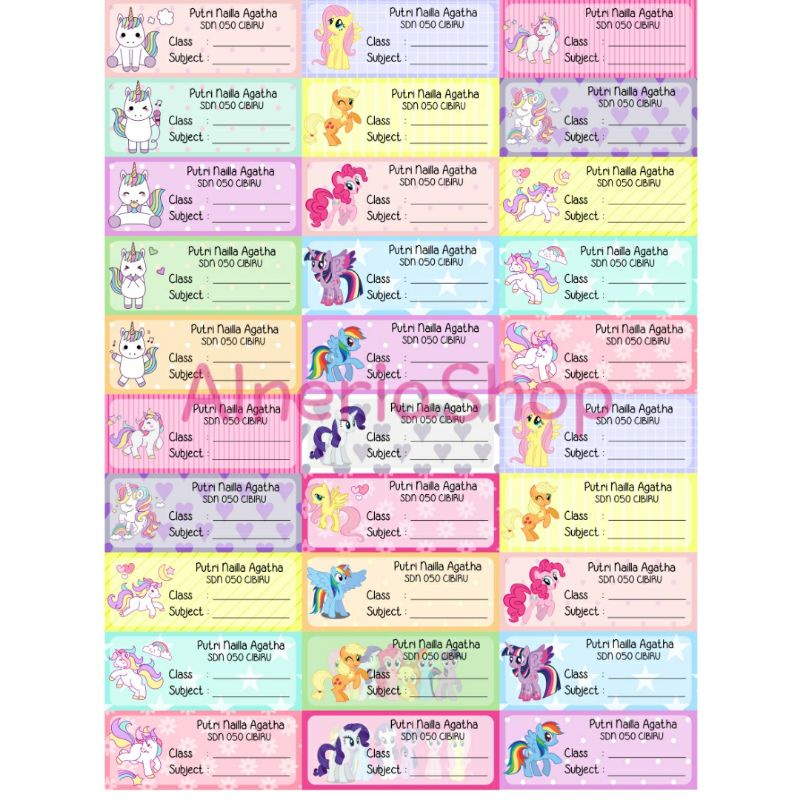 

[MURAH] Stiker Nama Buku Anak Unicorn Bisa Custom Nama & Gambar