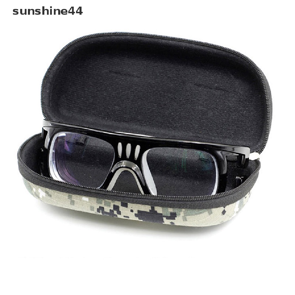 Sunshine Kotak Kacamata Hitam Portable Motif Camo Dengan Resleting Untuk Outdoor