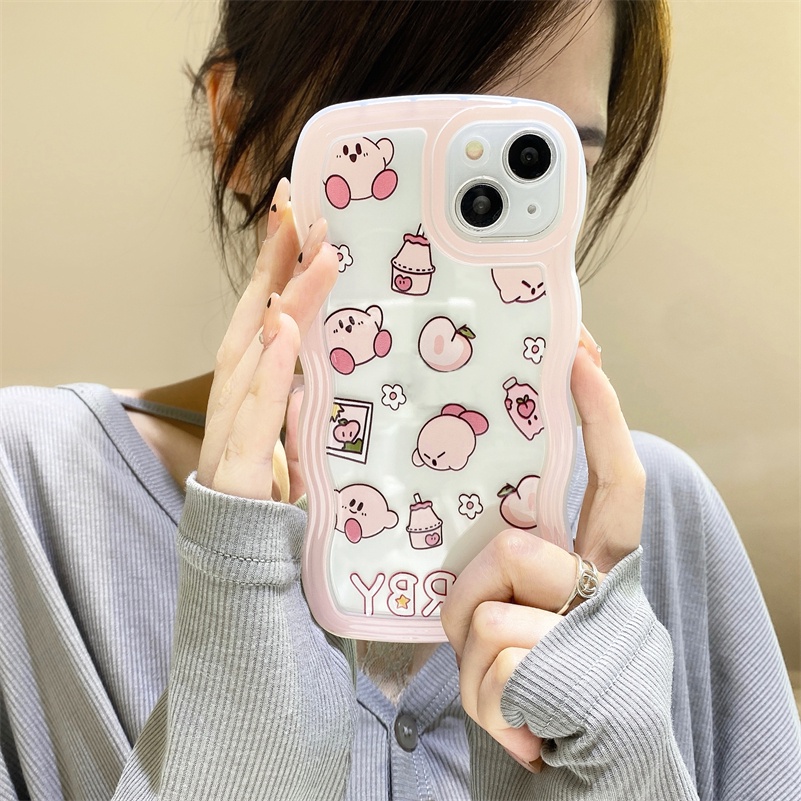 Soft Case Silikon TPU Motif Kartun Peach Pink Untuk iPhone 13 12 11 Pro Max X Xr Xs Max SE 8 7 6 6s Plus