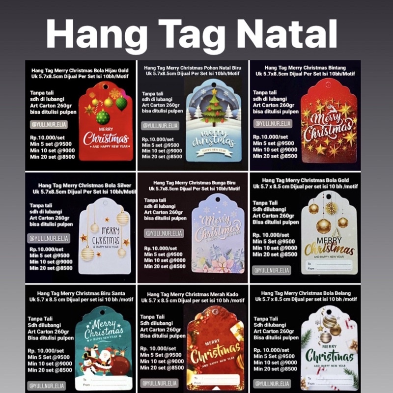 

Hang Tag NATAL Uk 5.7x8.5cm Dijual Per Set Isi 10bh/Motif