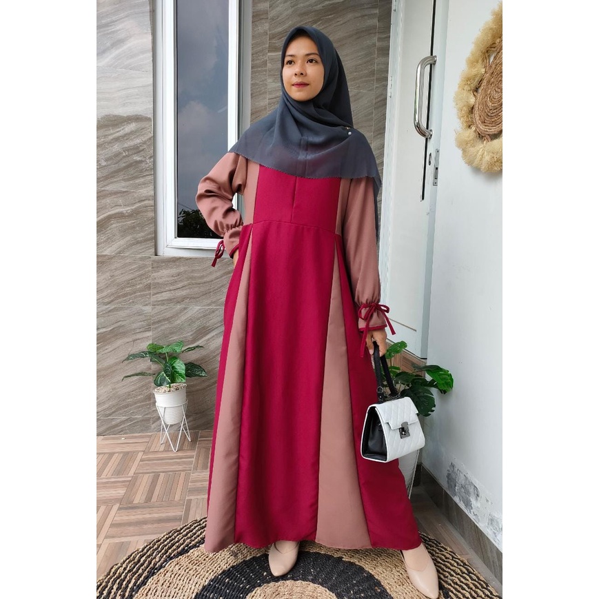 Gamis Audrey Terbaru / Gamis Ity Crepe Kombinasi / Gamis Ity Crepe Premium