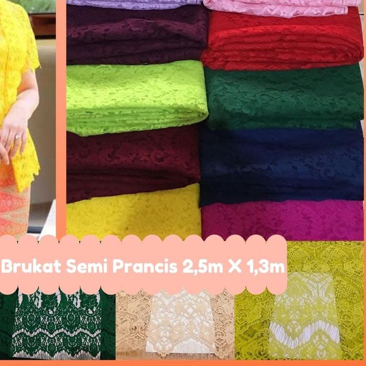 ➫ Kain Brukat Kain Brokat Semi Prancis 2,5 meter Brokat 2 Pinggiran ✷