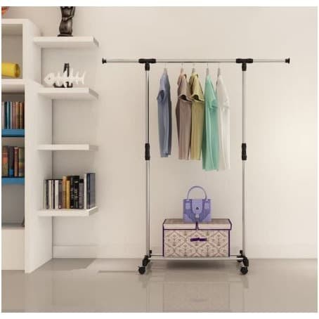 Stand Hanger Single Multifungsi Gantungan Baju Stainless Serbaguna