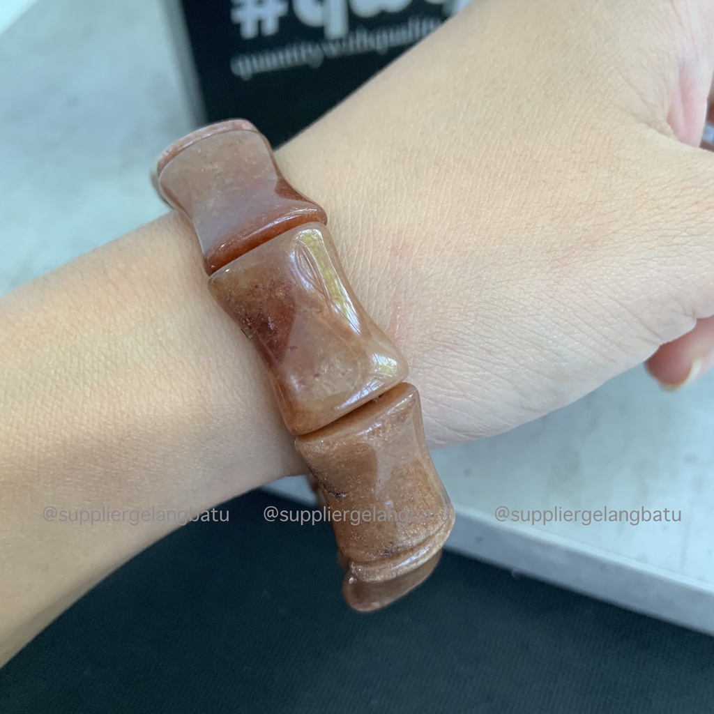 Gelang Batu KORAL COKLAT TULANG limited BROWN CORAL akik serat elastis