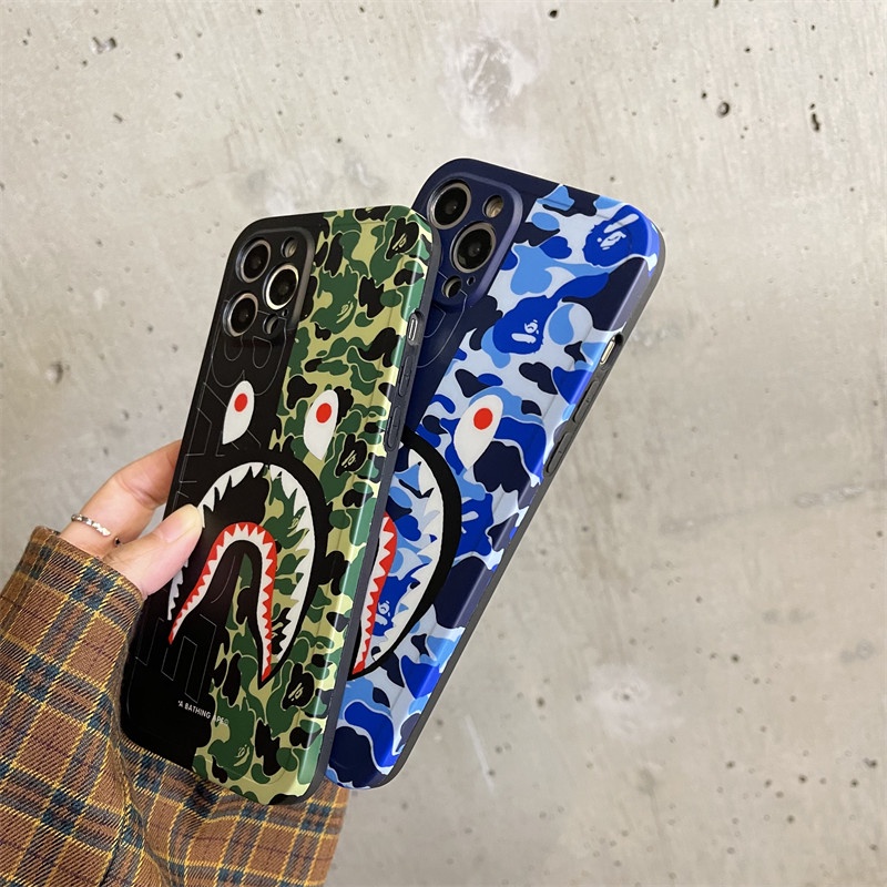 Bape Soft Case Motif Camo Untuk Iphone 13 12 11 Pro X Xs Max 7 8 Plus