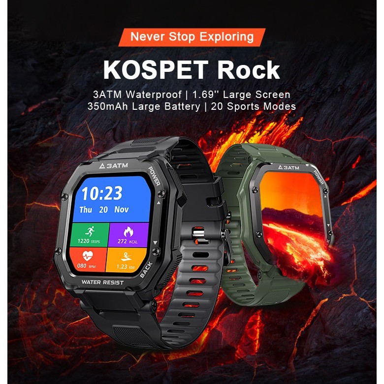 KOSPET ROCK SMART WATCH 3ATM WATERPROOF NEW 2021