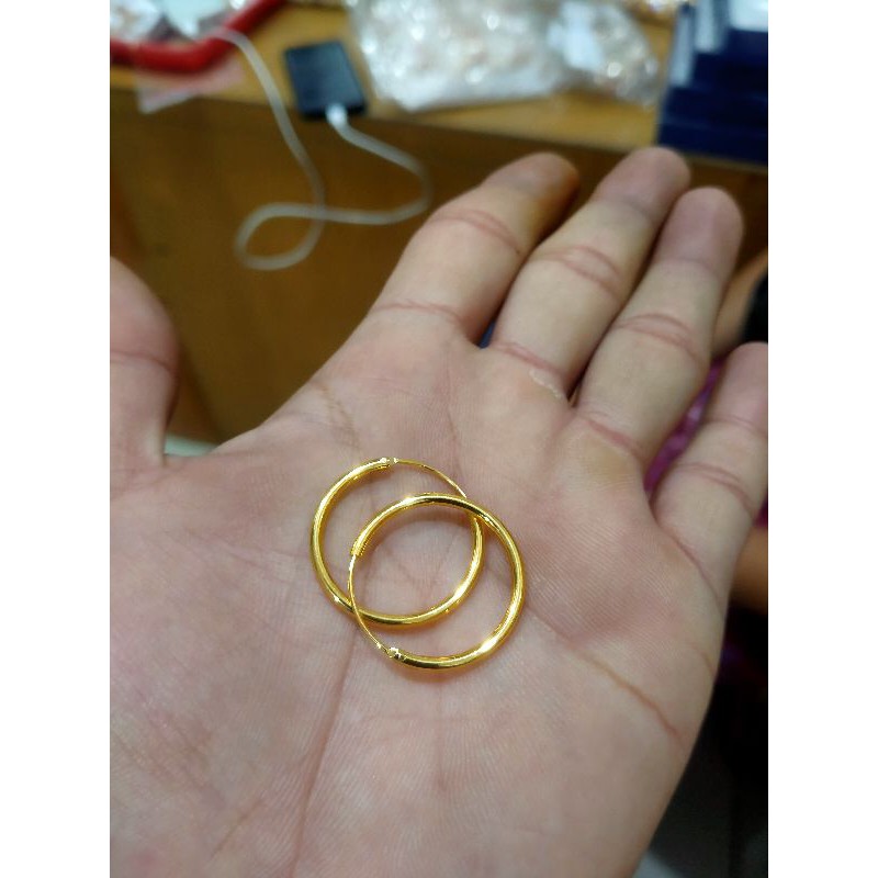 Anting polos ring wanita dewasa xuping lapis emas gold