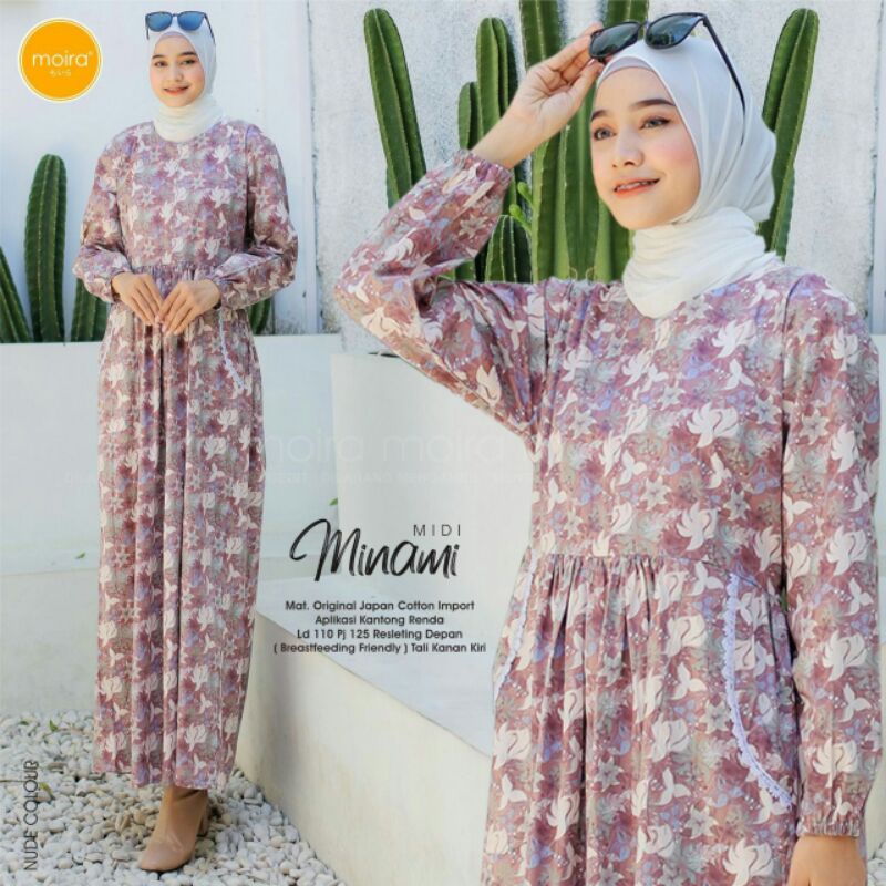 MINAMI Midi dress, Gamis Midi Katun Jepang Original by Moira