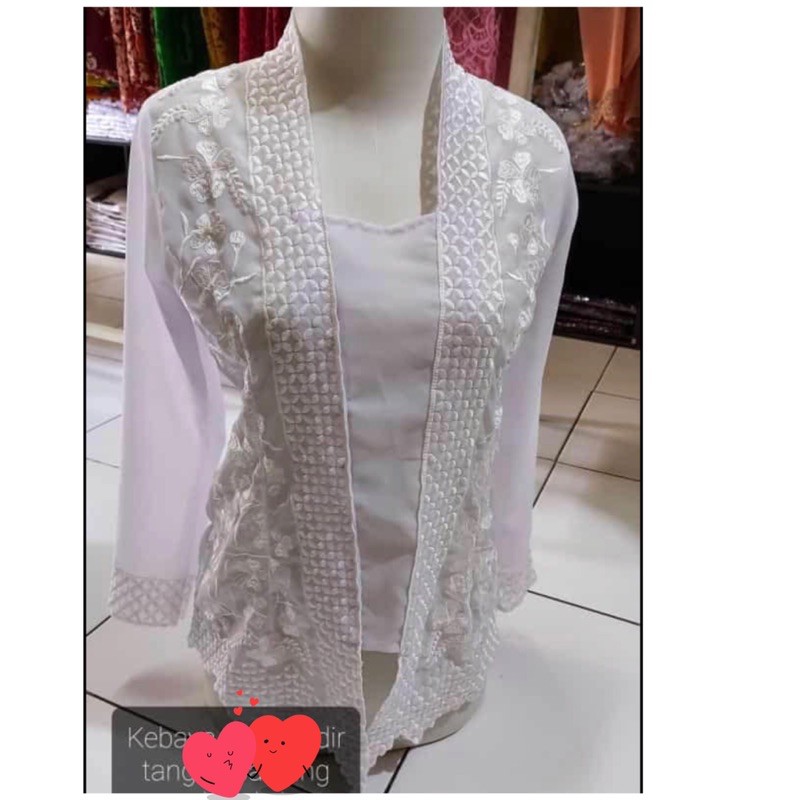 Kebaya jadi semi bordir motif Cleopatra Special warna putih❤️