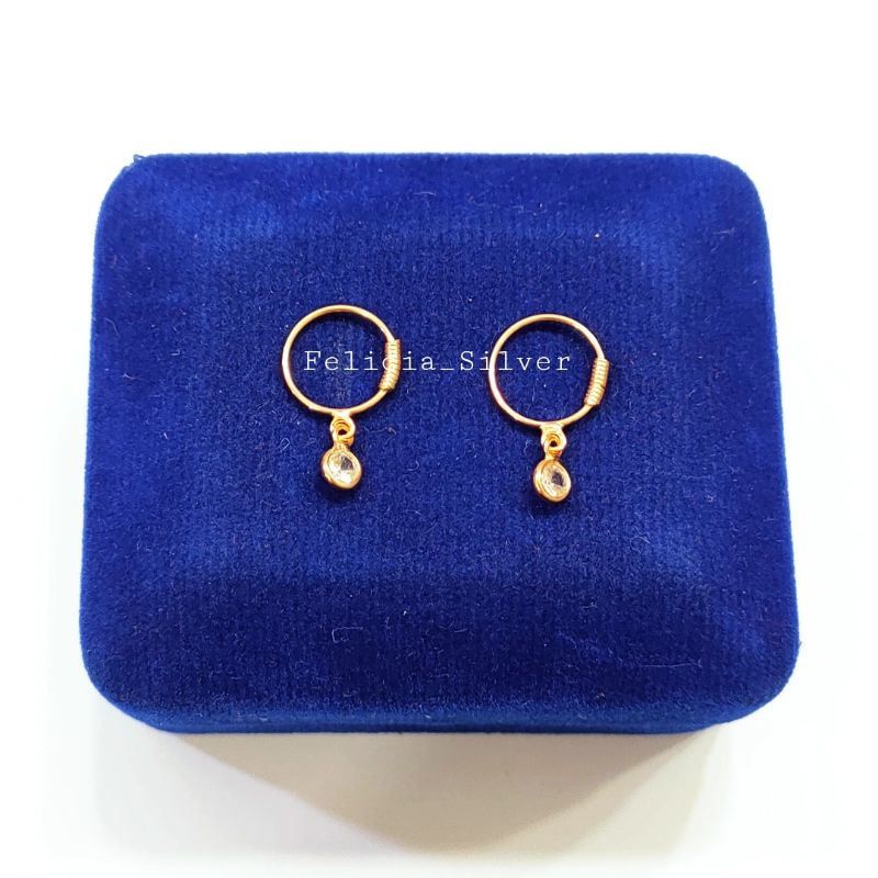 Anting Anak Anti Karat Perak Asli Silver 925 Lapis Emas Asli Anting Anak/Baby Perempuan Gantung Perm