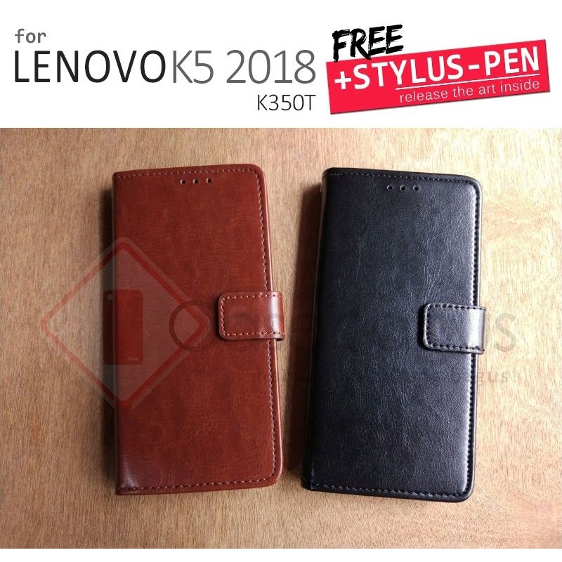 Lenovo K5 2018 K350T - Elegant Retro Leather Flip Case Cover