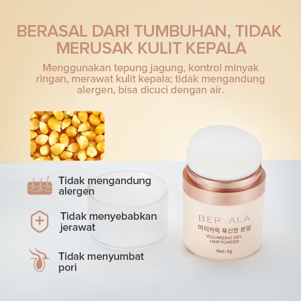 BERLALA Volumizing Dry Shampoo Hair Styling Powder Bll116 Bedak Rambut Bubuk Powder Sampo Kering No Sebum Solution Hair Styling 6g-5