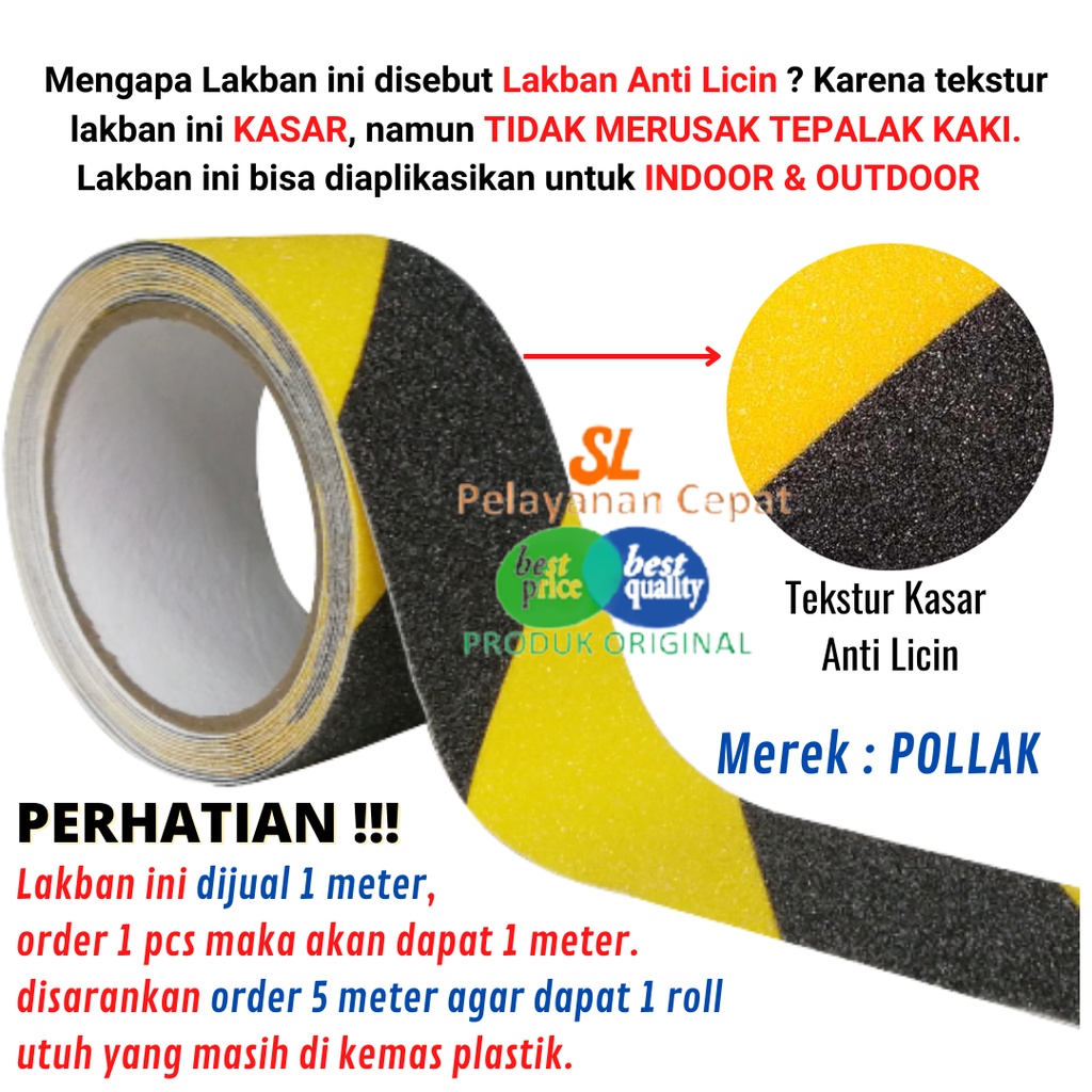 Lakban Anti Slip Pollak Safety Walk Tape Anti Licin Lantai Kamar Mandi Tangga Proteksi Anak Org Tua