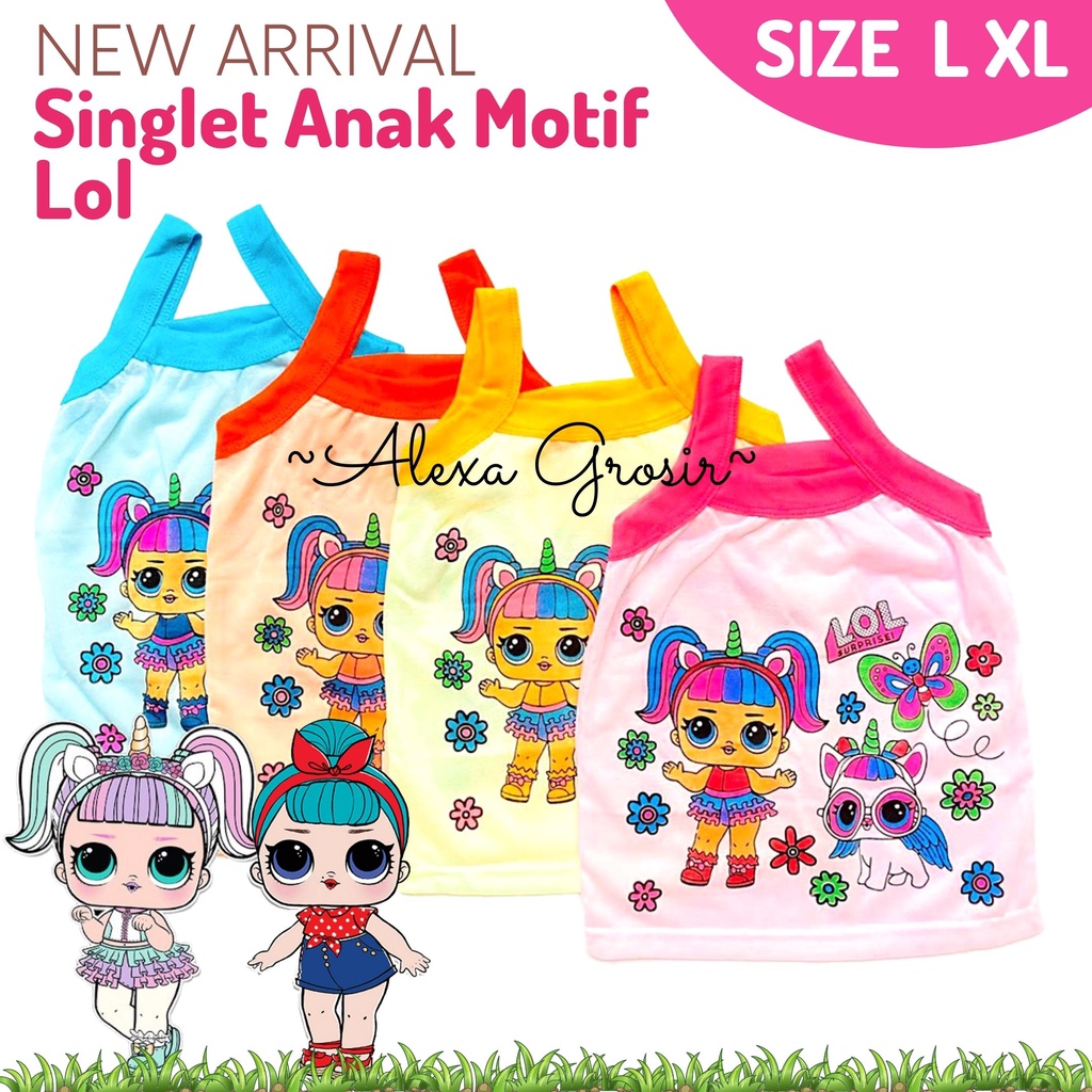 Singlet Kaos Anak Kartun Karakter Motif Lucu LOL  Usia 3-7 Tahun