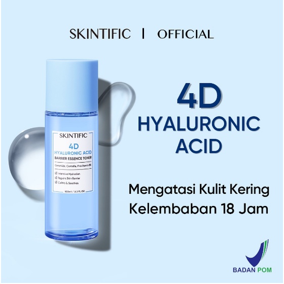 SKINTIFIC 4D Hyaluronic Acid (HA) Barrier Essence Toner 100ml / Hydration Toner Defeat Dryness In10S 100ML Toner Pelembab Wajah