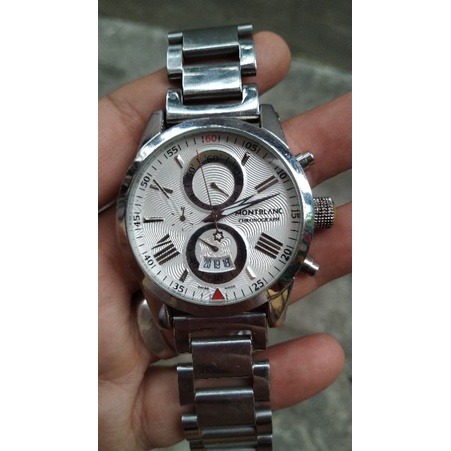 jam tangan montblanc chronograph japan quartz second bekas