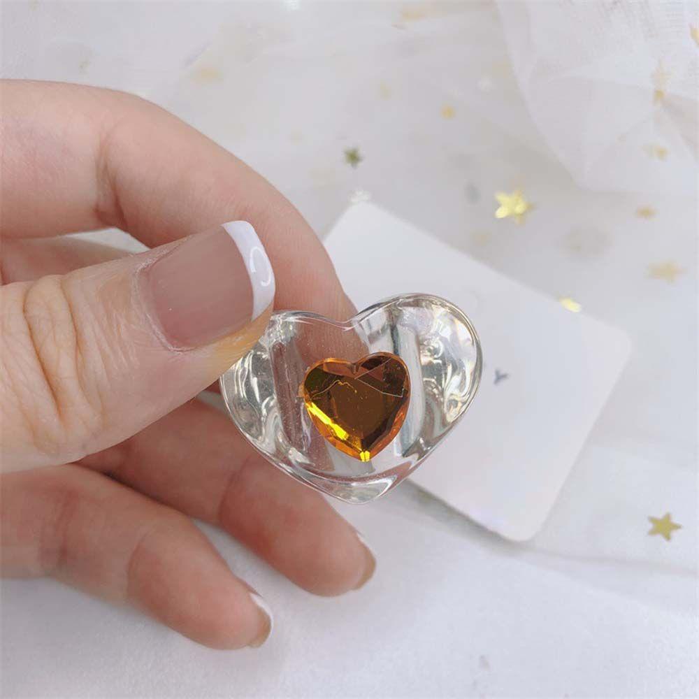 Mxbeauty Cincin Resin Tren Geometris Wanita Cinta Berlian Korea Perhiasan Fashion