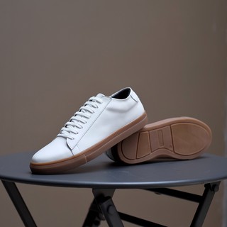 [COD] Sepatu Putih Pria Sneakers Casual Polos Kulit Kasual Cowok