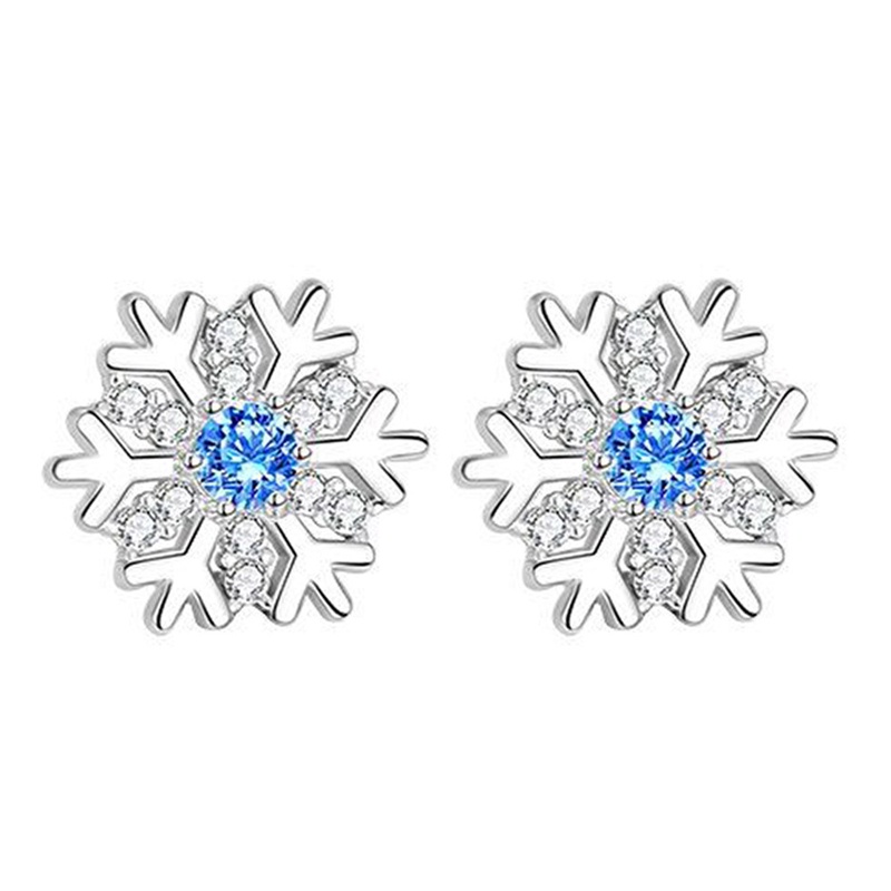 Anting Tusuk Desain Snowflake Hias Cubic Zircon Aaa Bling Untuk Wanita