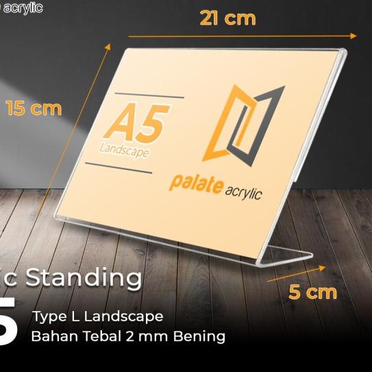 

➯ acrylic tent holder / akrilik A5 tempat brosur Meja model L Lands cape ☊