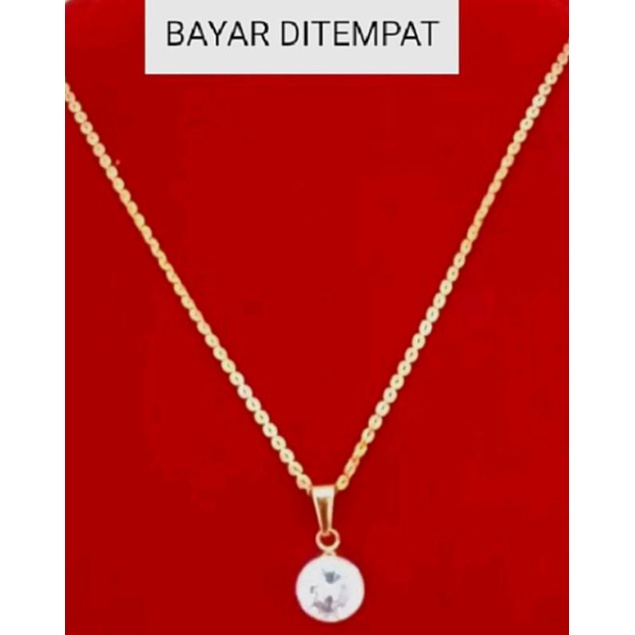 0Kalung wanita Titanium liontin permata satu terbaru lapis emas 23k perhiasan wanita
