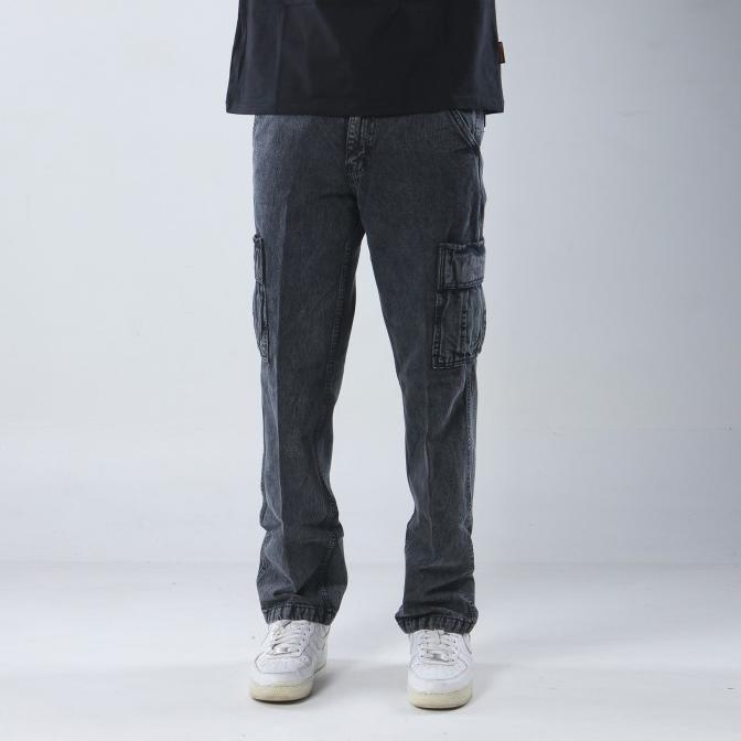 Superego Celana Cargo Pants Pria Jeans Standard Denim Snow Black