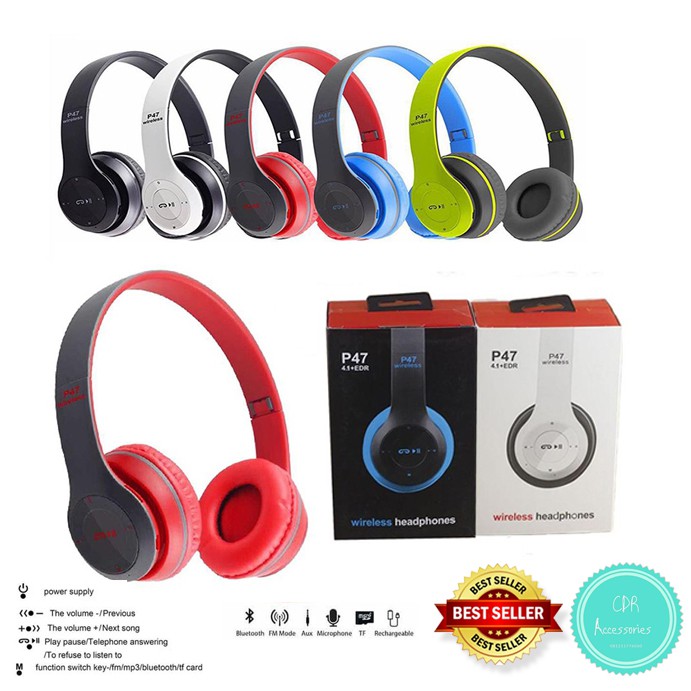 Headphone P47 Wireless Stereo 5.0+EDR free Kabel AUX