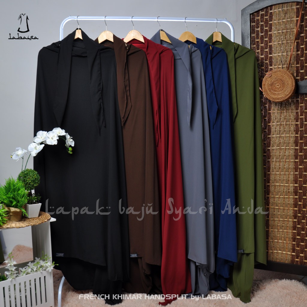 Labasa French Khimar Handsplit Jumbo XL| French Hijab Lubang Untuk Lengan