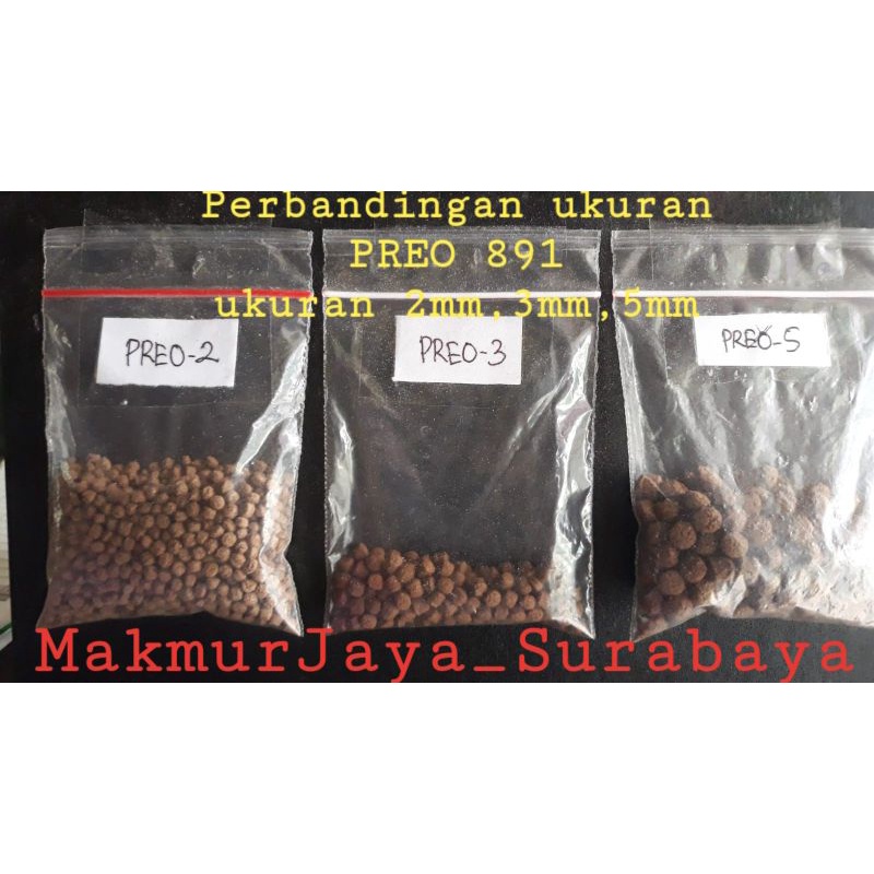 PELET / PAKAN  IKAN NILA MUJAER GURAMI PREO 891ukuran 2MM,3MM,5MM REPACK 1kg