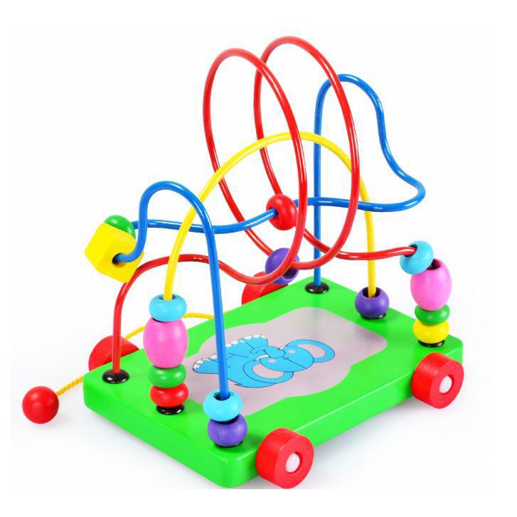 MAINAN EDUKASI KERETA KAWAT ALUR MENCARI JALAN / WOODEN TOYS TRAILER CIRCLES BEAD LABYRINTH