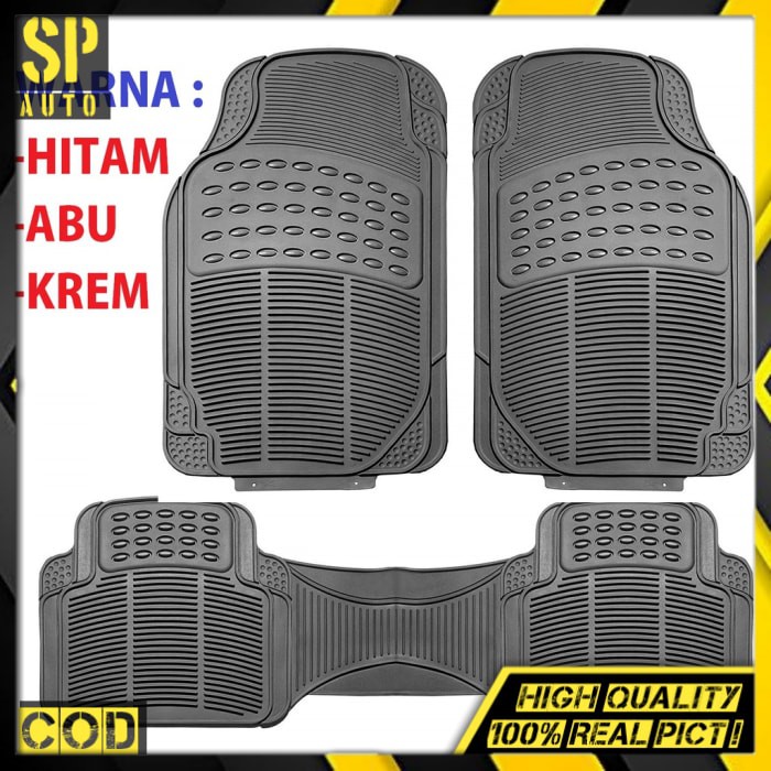 Karpet Mobil PVC Ukuran Universal 3 pcs 2 baris depan belakang Fit Car interior Floor Mats