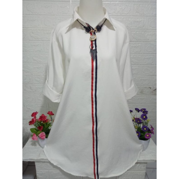 Tunik kemeja putih kombinasi T067P