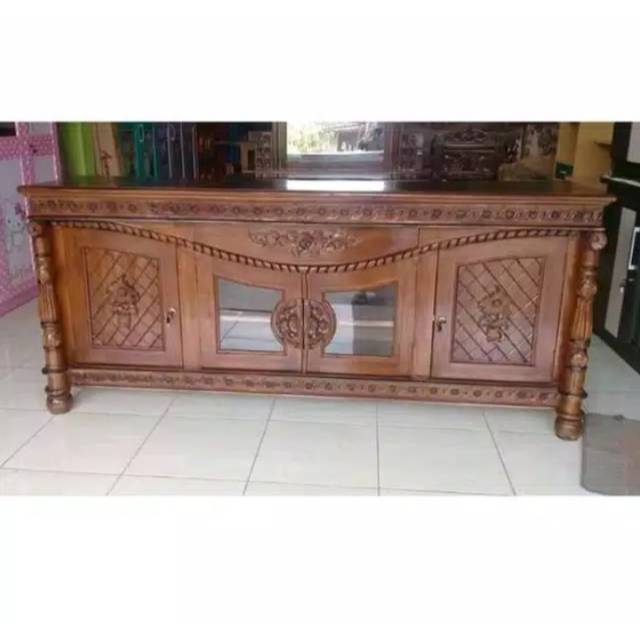 Kabinet bufet lemari tv ukiran jepara kayu jati