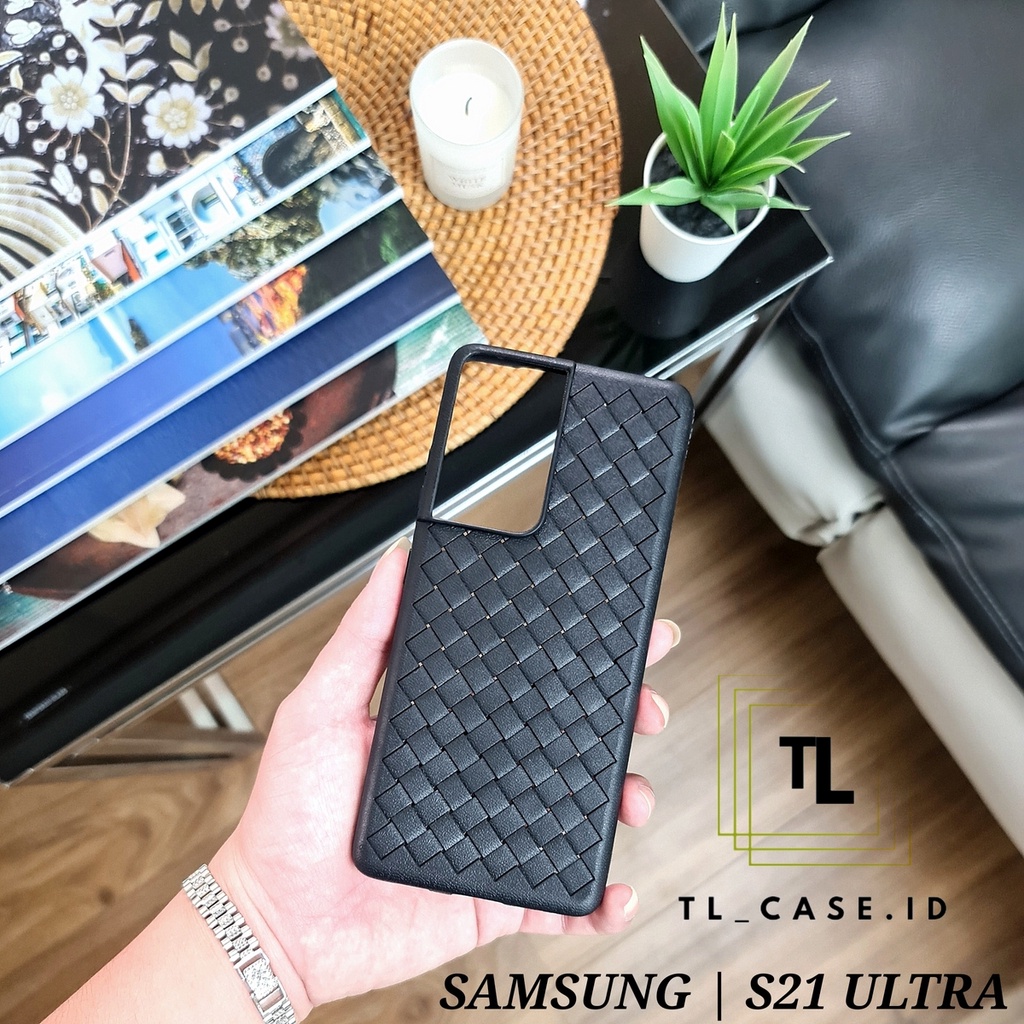 SAMSUNG A750 A7 2018 J5 2015 J6 PLUS SAMSUNG NOTE 8 NOTE 9 SAMSUNG S20 S20 ULTRA S21 PLUS S21 ULTRA | WOVEN LINE Soft Case Leather