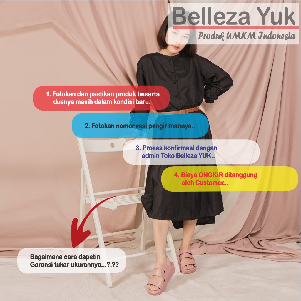 BELLEZA YUK -  Sepatu Sandal Wanita Wedges BELEZA TORI Model Tali Strap belakang Hak Tinggi Sole 4cm Spatu Sendal Bellezza Size 36 37 38 39 40 Warna Peach Pink Casual Santai Pergi Jalan Belezza Premium Terbaru Shoes Ori Original Mall Official Store Promo