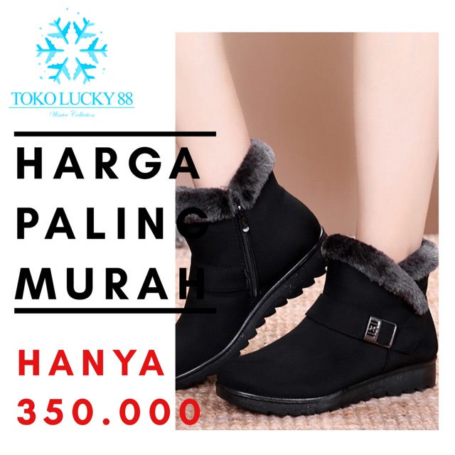 IMPORT MOLLAD Boots Pollar Sepatu Boots Wanita Lapis Bulu Musim Dingin Winter Boots Suede Fur Woman