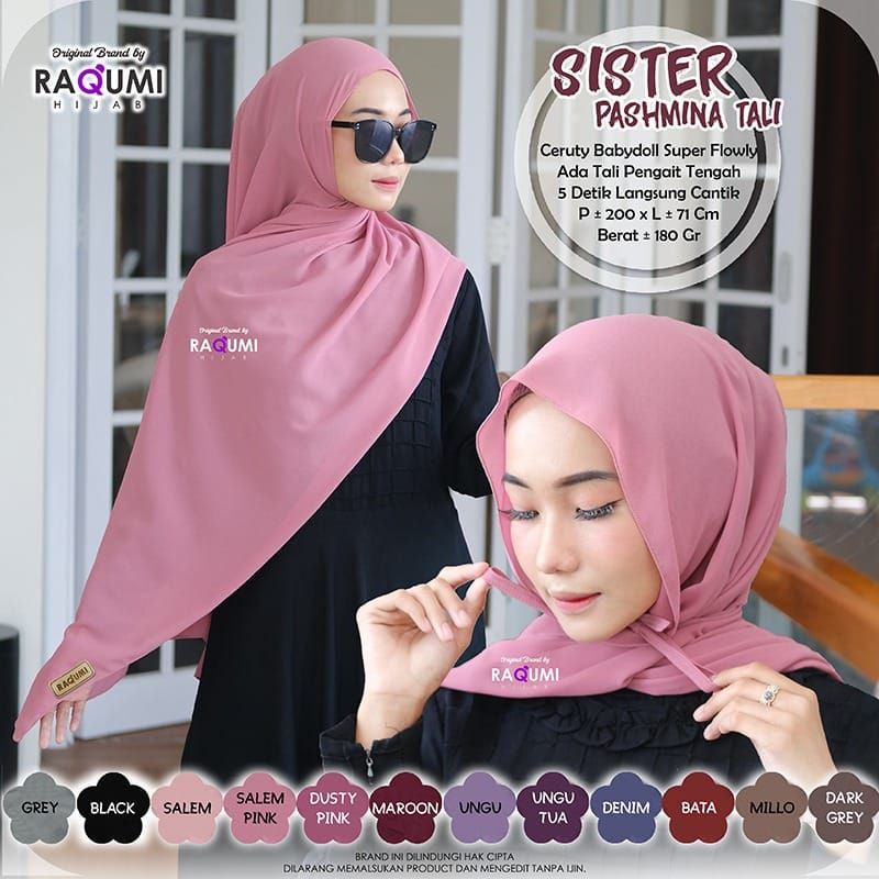Jilbab Pashmina Raqumi Sister Pashmina Tali