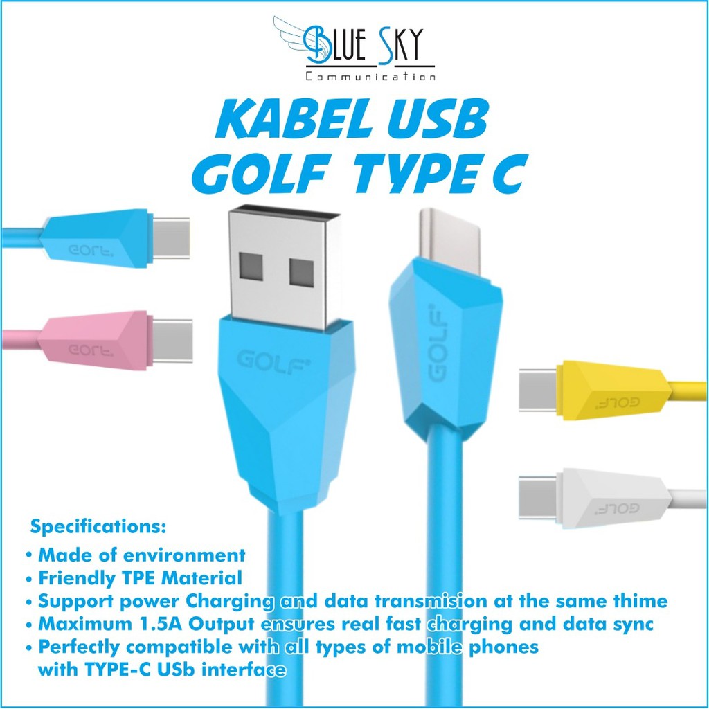 KABEL USB GOLF GC-27 TYPE C 1M KABEL DATA PLUS CHARGER