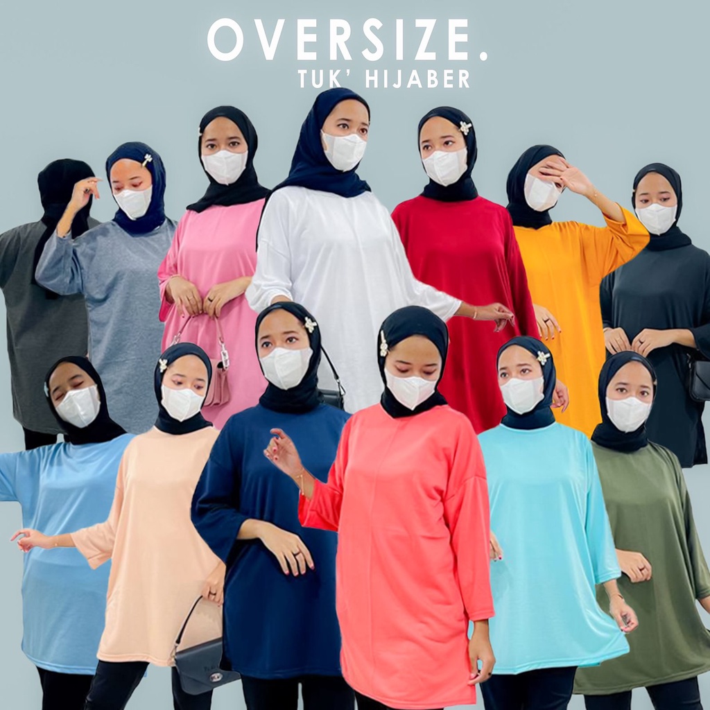 Basic Oversized Top Kaos Polos NonBusui Hijab Friendly