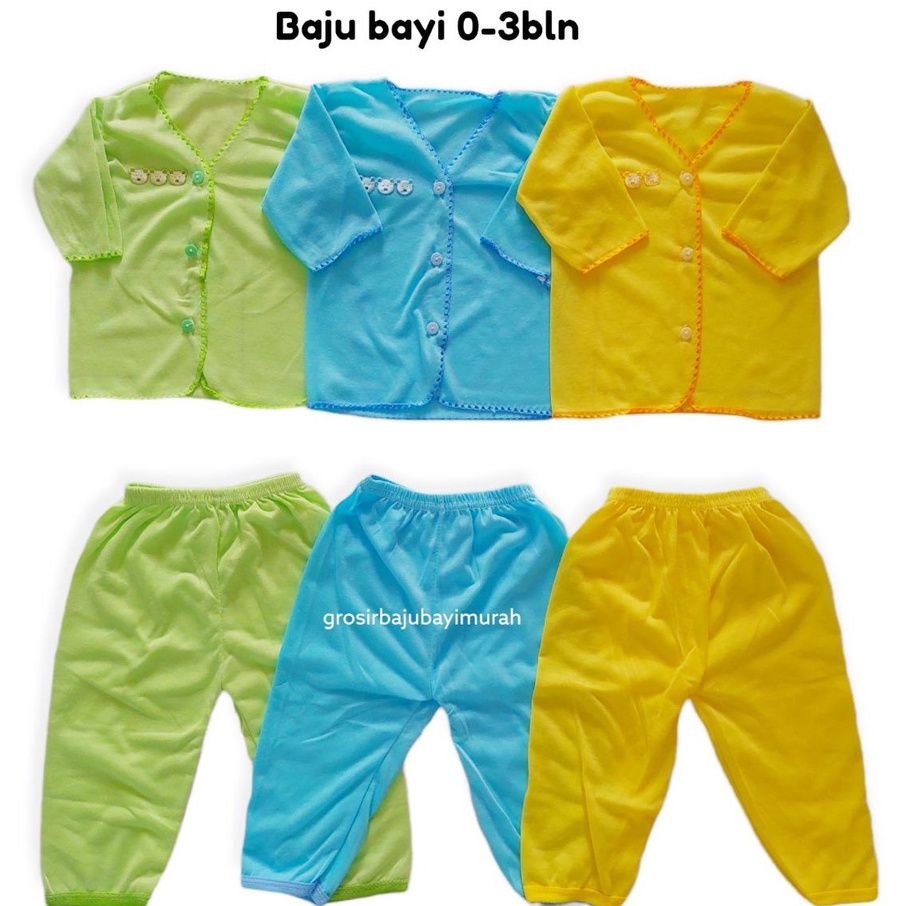 baju bayi setelan BERUANG POLOS 0-3 bulan