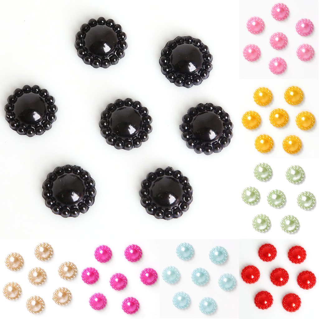 High Quality 50 pcs/lot 12 mm Multi Colors Imitation Pearls Half Round Flatback Flower Beads For Scrapbook DIY Decoration