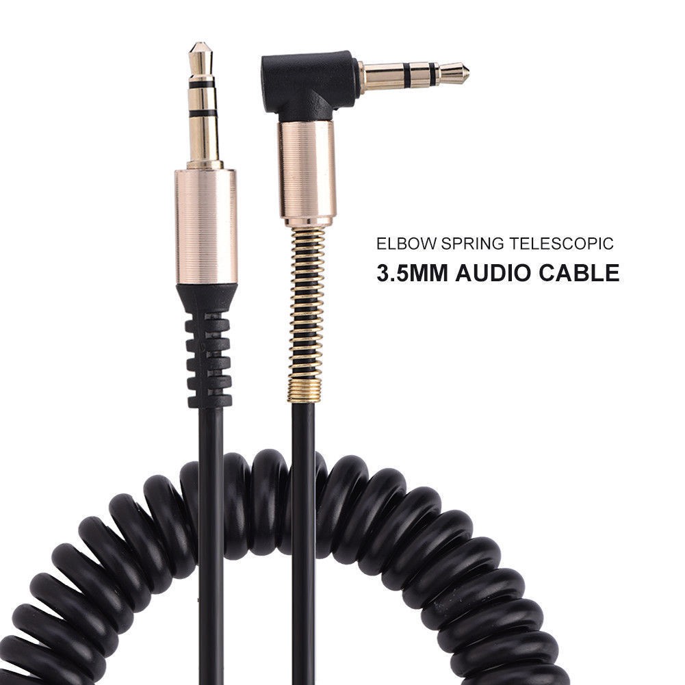 Kabel Aux HP Spiral Jack L 3.5mm Audio Handphone ke Speaker Dan Mobil