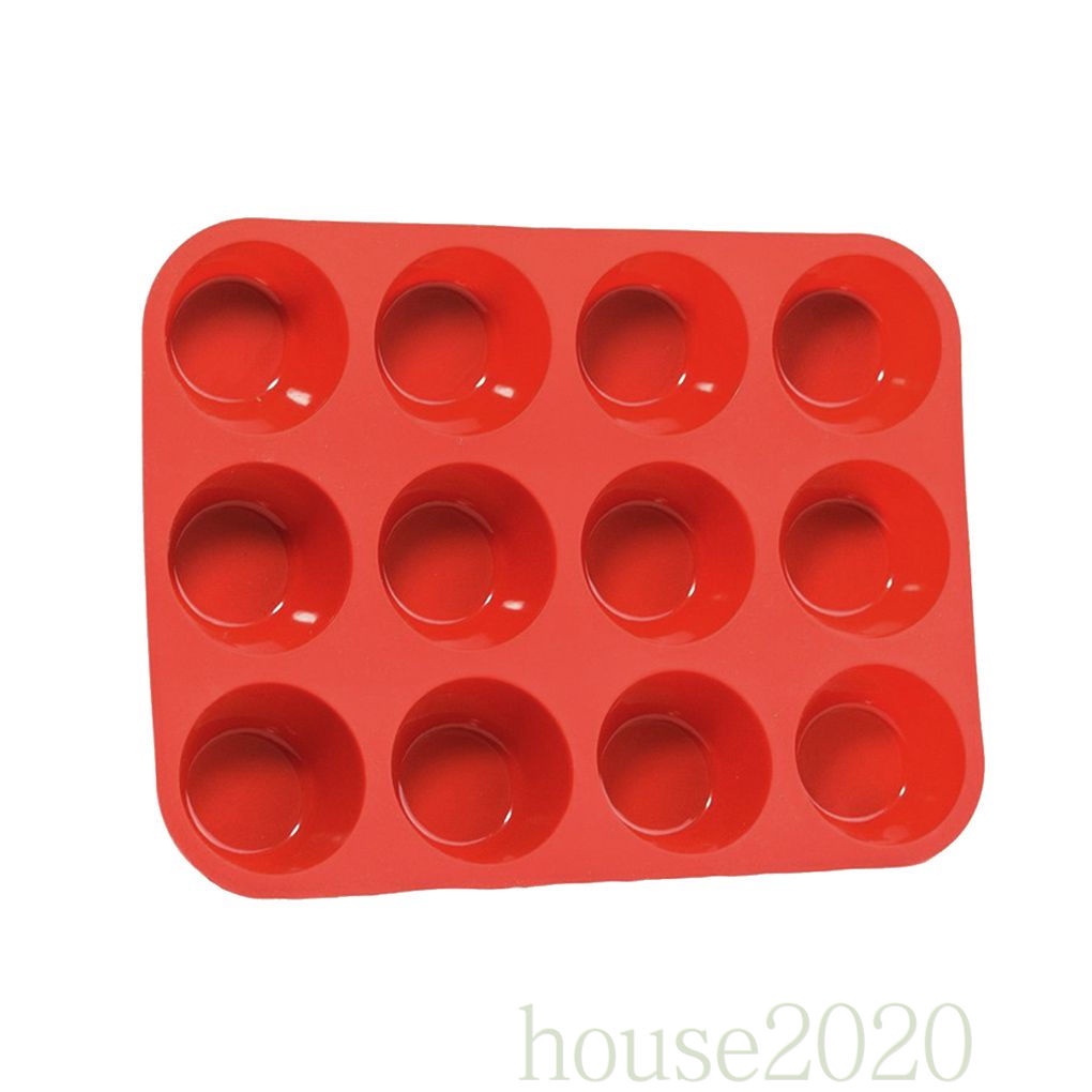 (House2020) 12pcs / Set Loyang Muffin / Cupcake / Cookies Anti Lengket Bahan Silica Gel