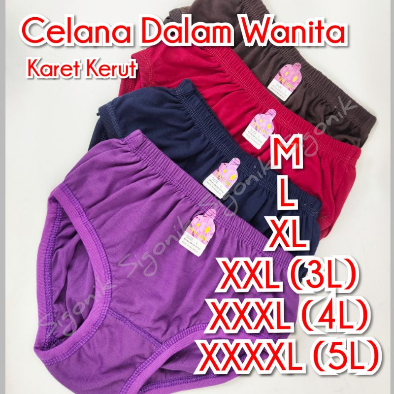 CD Celana Dalam Wanita Dewasa M L XL XXL XXXL XXXXL Jumbo Big Size Tenling GELAP POLOS Katun Sigonik