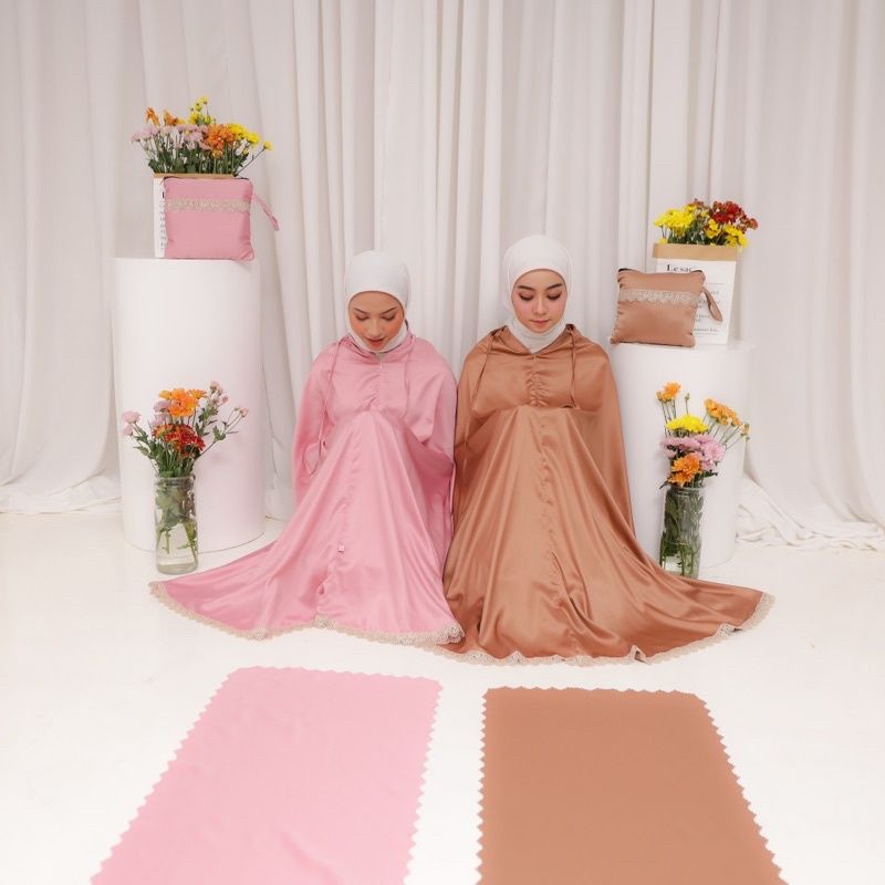 FULL SET SAJADAH ALINA ORCHID &amp; DAISY MUKENA FAHIJABLOVE | Mukena rayon traveling | MUKENA FAHIJAB