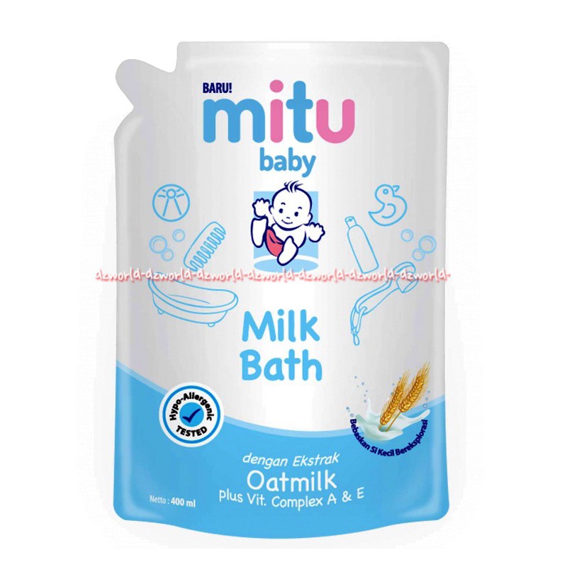 Mitu Baby Milk Bath dengan Oatmilk Refill Pouch Sabun Bayi Mitu 400ml