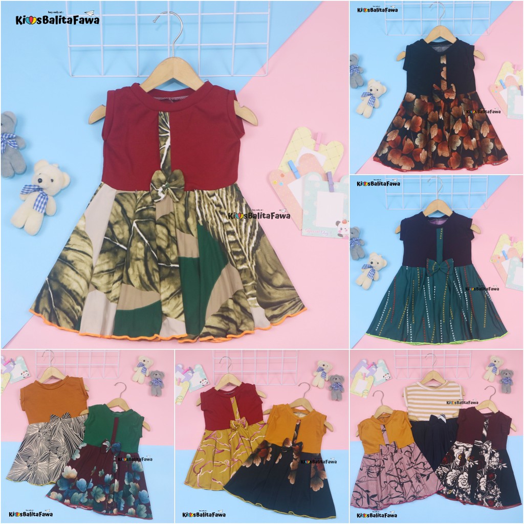 Dress Lala size Bayi - 9 Tahun / Dress Anak Perempuan Cewek Dres Batik Murah Casual Yukensi